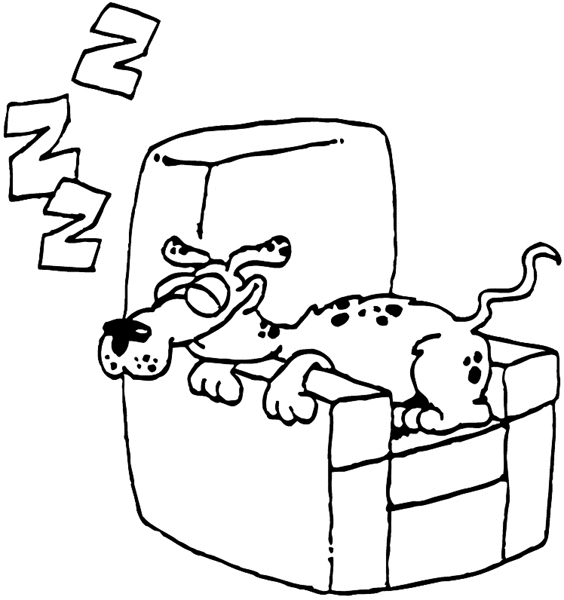 Dog sleeping in chair vinyl sticker. Customize on line. Animals Insects Fish 004-1157  